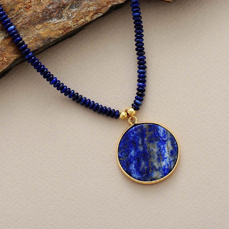 Lapislazuli Kette | Rund Stilvoll Nachhaltig Blau Verstellbar-Luzern Mode