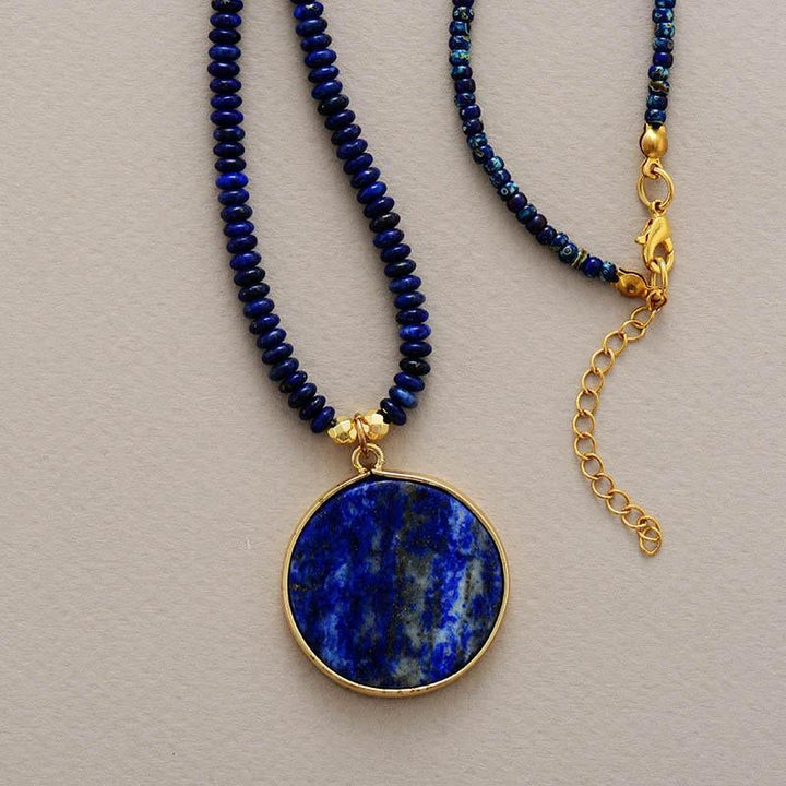 Lapislazuli Kette | Rund Stilvoll Nachhaltig Blau Verstellbar-Luzern Mode