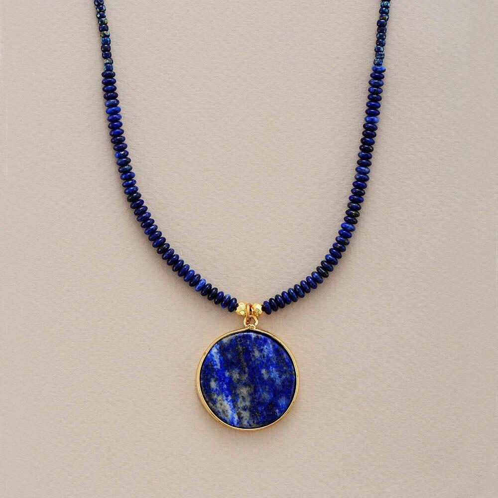 Lapislazuli Kette | Rund Stilvoll Nachhaltig Blau Verstellbar-Luzern Mode