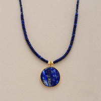 Lapislazuli Kette | Rund Stilvoll Nachhaltig Blau Verstellbar-Luzern Mode
