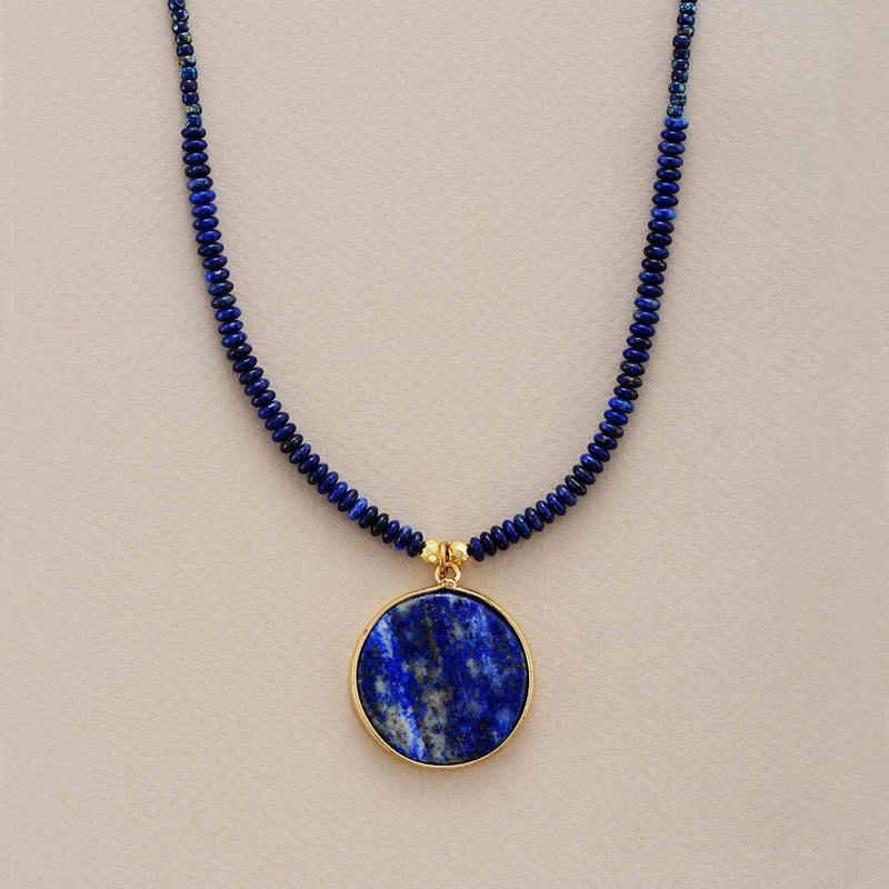 Lapislazuli Kette | Rund Stilvoll Nachhaltig Blau Verstellbar-Luzern Mode