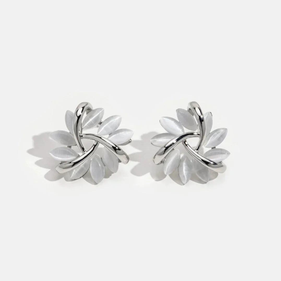 Ohrstecker für Damen | Gold | Opal | Blumen | Zeitlos | Stilvoll-Luzern Mode