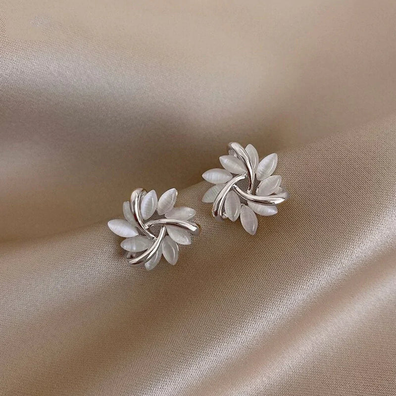 Ohrstecker für Damen | Gold | Opal | Blumen | Zeitlos | Stilvoll-Silber-Luzern Mode