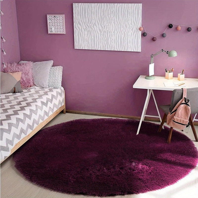 Runder Teppich | Weich | Flauschig | Rutschfest | Waschbar | Vielseitig-Bordeaux-120cm x 120cm-Luzern Mode
