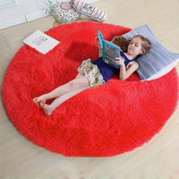 Runder Teppich | Weich | Flauschig | Rutschfest | Waschbar | Vielseitig-Rot-120cm x 120cm-Luzern Mode