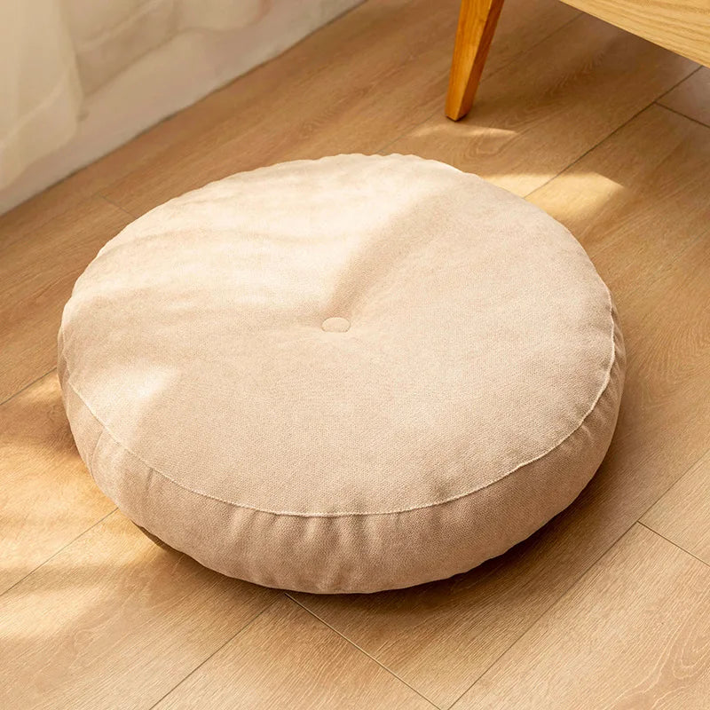 Meditationskissen | Rund Bequem Weich Langlebig Einfarbig Vielseitig-Creme-Rund 42cm-Luzern Mode