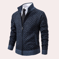 Herren Strickjacke mit Reißverschluss und Muster Design-Luzern Mode