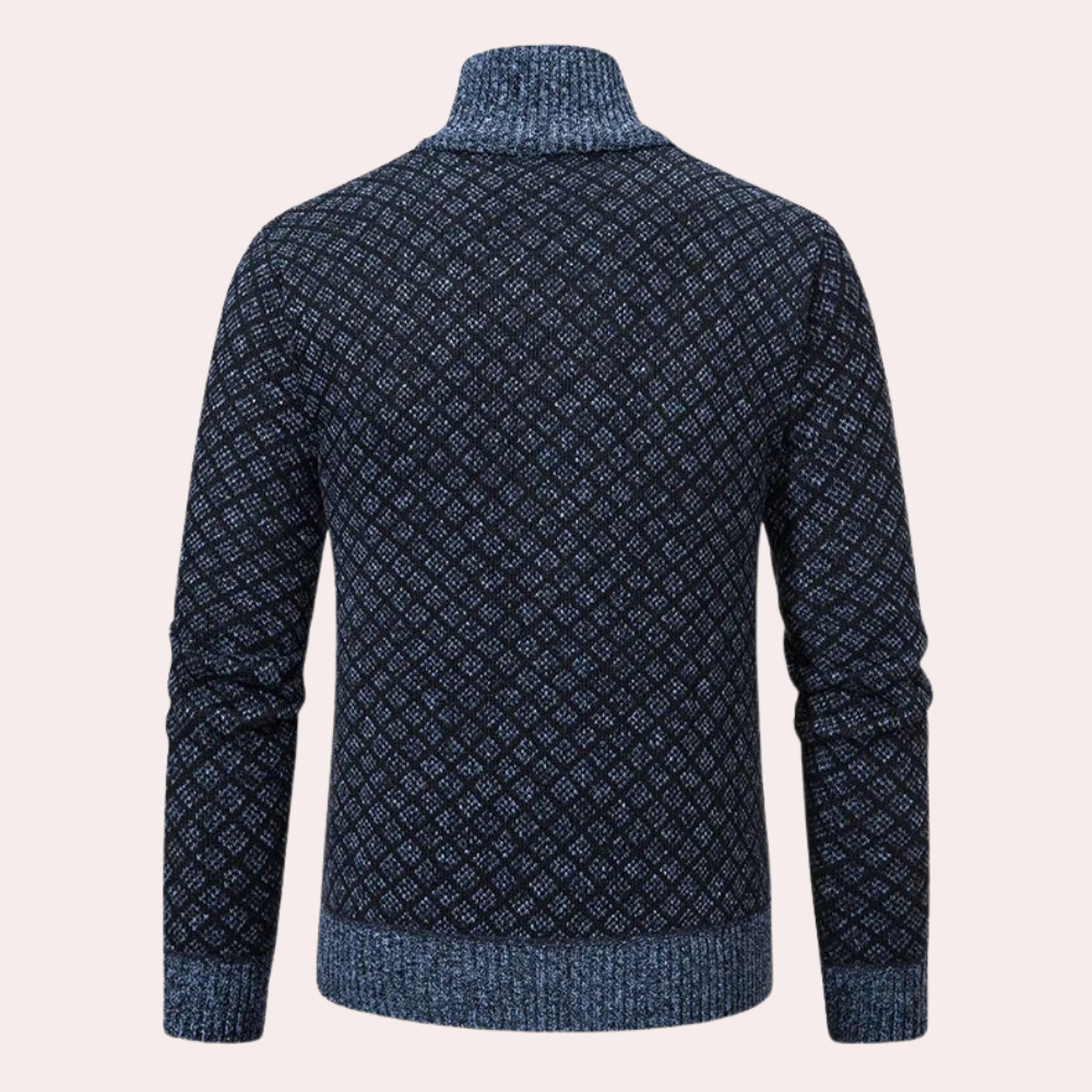 Herren Strickjacke mit Reißverschluss und Muster Design-Luzern Mode