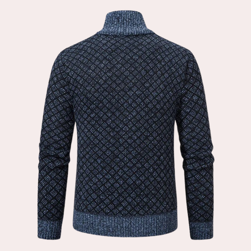Herren Strickjacke mit Reißverschluss und Muster Design-Luzern Mode