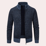 Herren Strickjacke mit Reißverschluss und Muster Design-Blaugrau-S-Luzern Mode