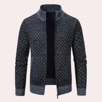 Herren Strickjacke mit Reißverschluss und Muster Design-Dunkelgrau-S-Luzern Mode
