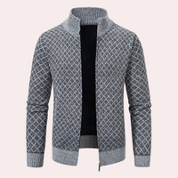 Herren Strickjacke mit Reißverschluss und Muster Design-Grau-S-Luzern Mode