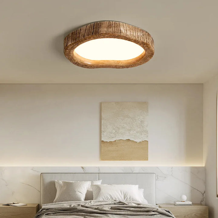 Deckenleuchte | LED | Holzoptik | Harz | Rund | Farbbeständig | Stimmungslicht-Luzern Mode