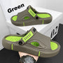Herren Strandsandalen | Rutschfest | Slide-On-Design | Offenes Design-Grün-39/40-Luzern Mode