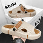 Herren Strandsandalen | Rutschfest | Slide-On-Design | Offenes Design-Khaki-39/40-Luzern Mode