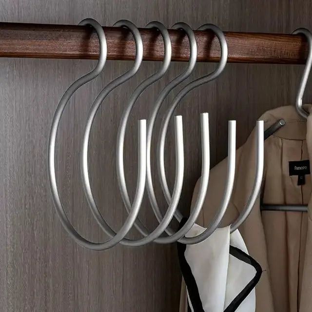 Kleiderbügel Set | 5-teilig | S-Form | Mattfarbe | Metall | Stabil-Silber-Luzern Mode
