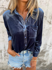 Damen Samtbluse Rückansicht - Elegante Freizeitmode-Luzern Mode