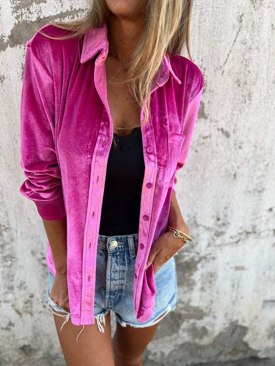 Damen Samtbluse Rückansicht - Elegante Freizeitmode-Luzern Mode