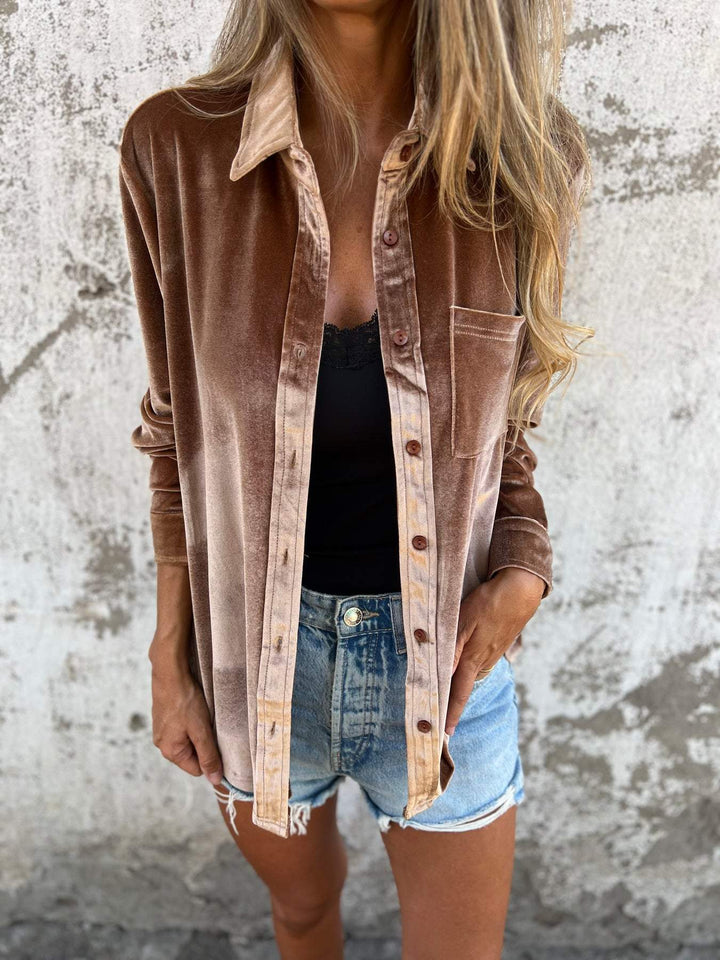 Damen Samtbluse Rückansicht - Elegante Freizeitmode-Luzern Mode