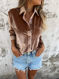 Damen Samtbluse Rückansicht - Elegante Freizeitmode-Luzern Mode