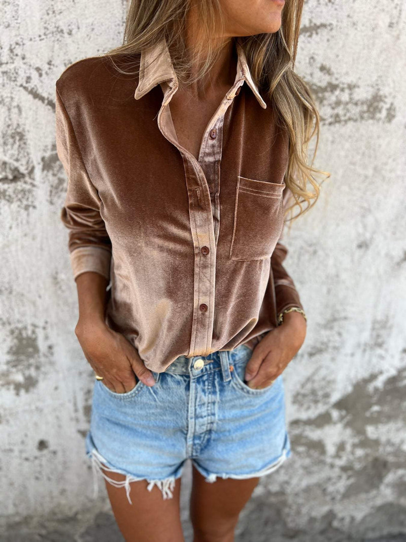 Damen Samtbluse Rückansicht - Elegante Freizeitmode-Luzern Mode