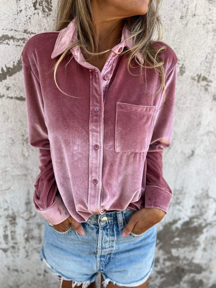 Damen Samtbluse Rückansicht - Elegante Freizeitmode-Luzern Mode