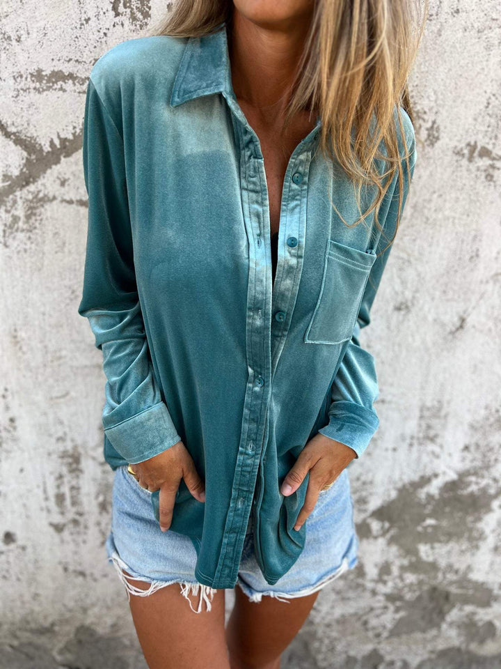 Damen Samtbluse Rückansicht - Elegante Freizeitmode-Luzern Mode