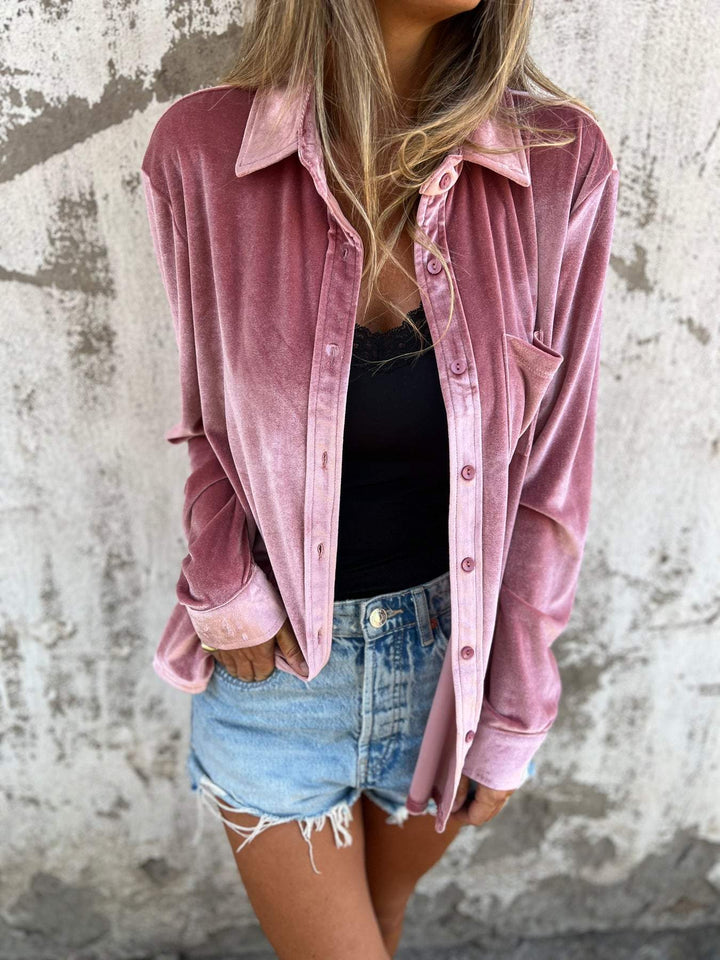 Damen Samtbluse Rückansicht - Elegante Freizeitmode-Luzern Mode
