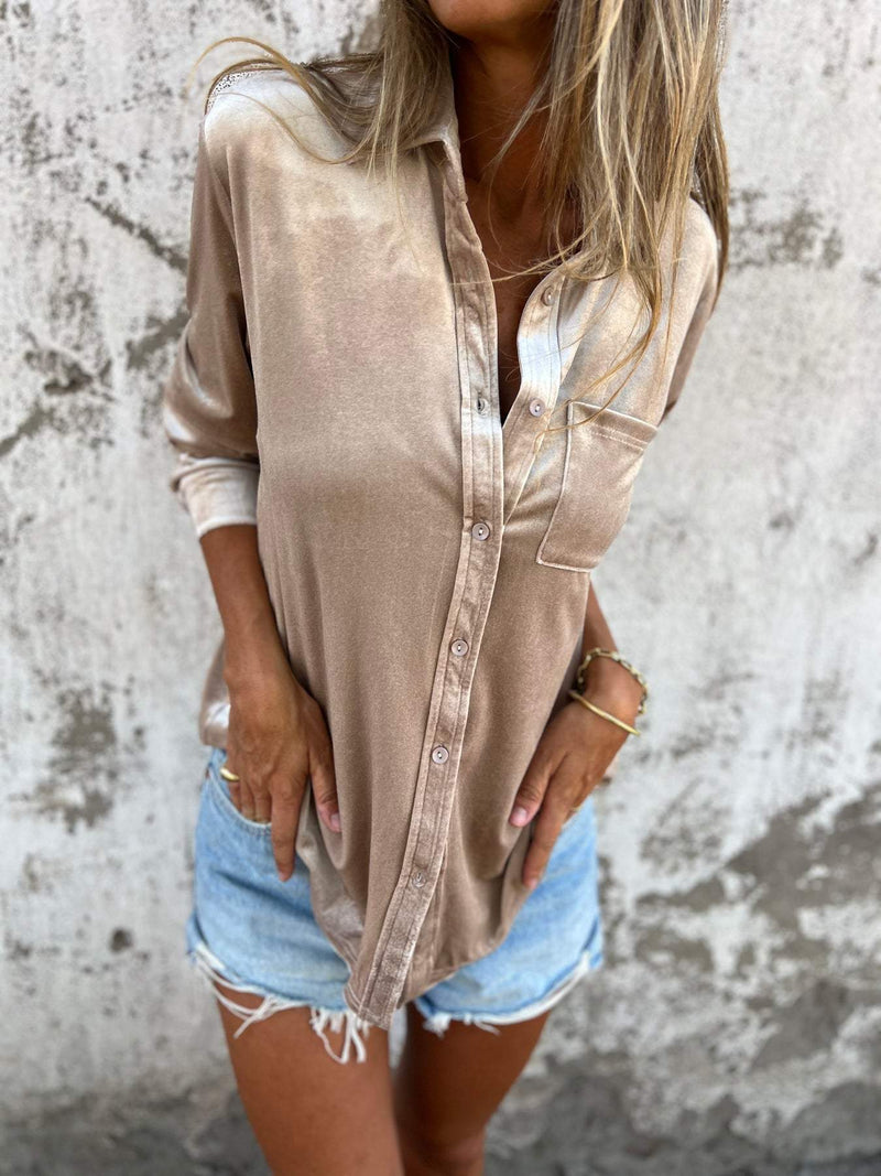 Damen Samtbluse Rückansicht - Elegante Freizeitmode-Luzern Mode