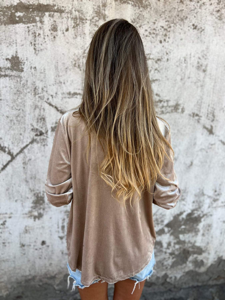 Damen Samtbluse Rückansicht - Elegante Freizeitmode-Luzern Mode