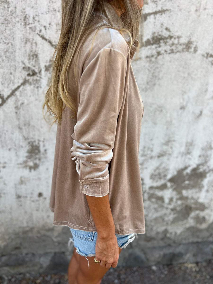 Damen Samtbluse Rückansicht - Elegante Freizeitmode-Luzern Mode