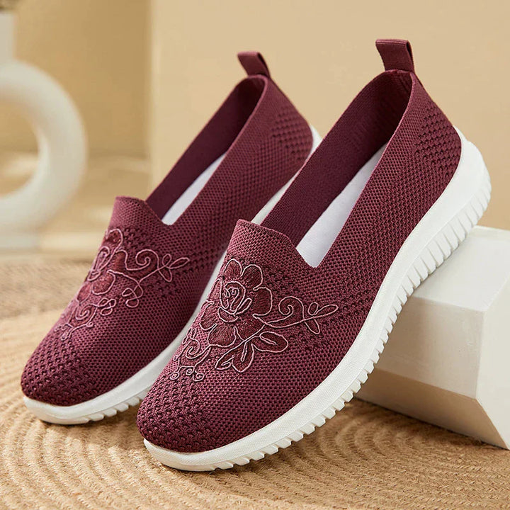 Damen Sneaker Mesh mit Stickerei - Bequeme Freizeitschuhe-Luzern Mode