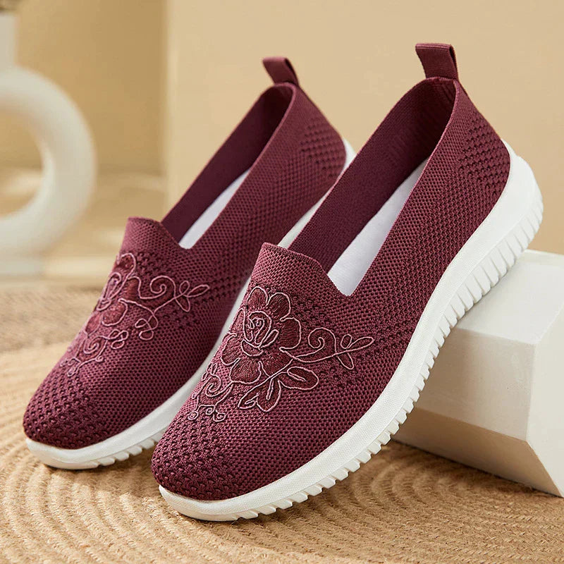 Damen Sneaker Mesh mit Stickerei - Bequeme Freizeitschuhe-Luzern Mode