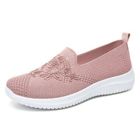 Damen Sneaker Mesh mit Stickerei - Bequeme Freizeitschuhe-Rosa-36-Luzern Mode