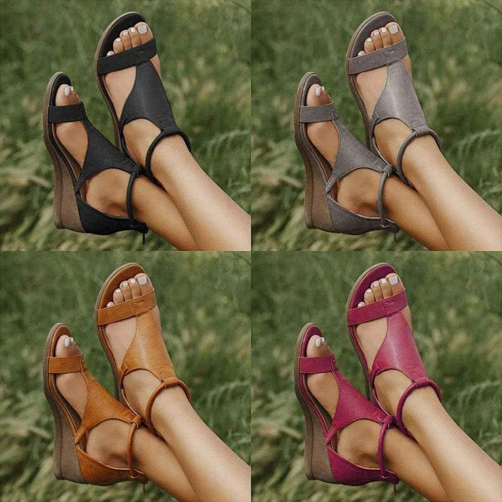 Bequeme Damen Keilsandalen mit Knöchelriemen Design-Luzern Mode
