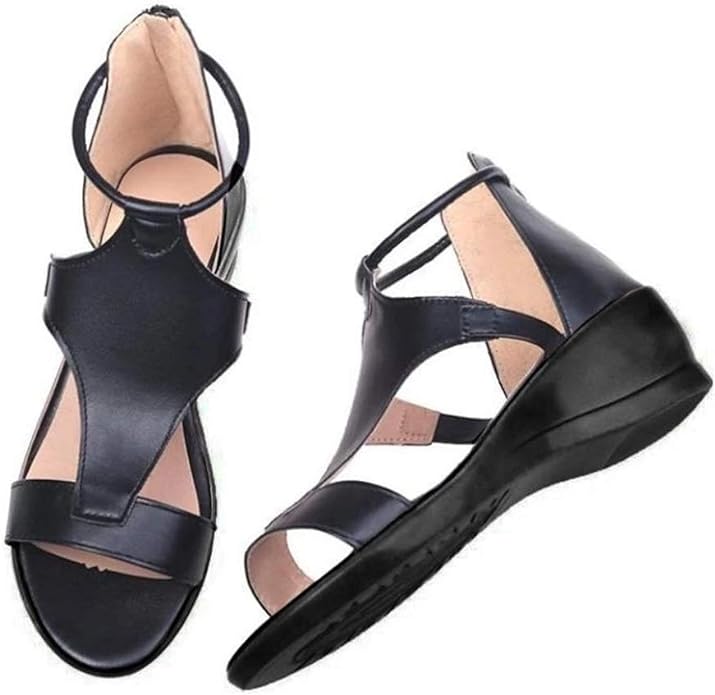 Bequeme Damen Keilsandalen mit Knöchelriemen Design-Luzern Mode