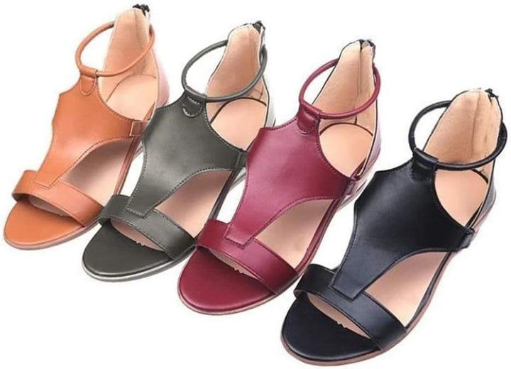 Bequeme Damen Keilsandalen mit Knöchelriemen Design-Luzern Mode