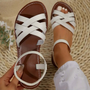Damen Sandalen mit Kreuzriemen - Bequeme Sommerschuhe-Weiß-35-Luzern Mode