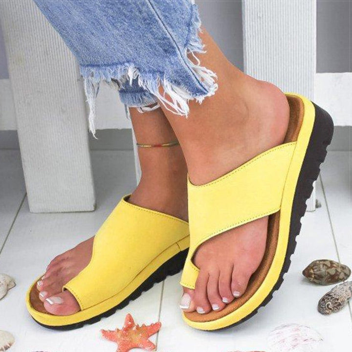 Damen Plateau Sandalen mit Zehentrenner für Sommermode-Gelb-EU 34-Luzern Mode