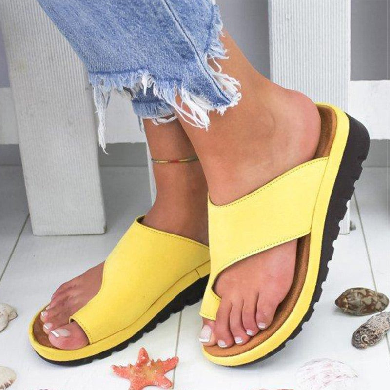 Damen Plateau Sandalen mit Zehentrenner für Sommermode-Gelb-EU 34-Luzern Mode