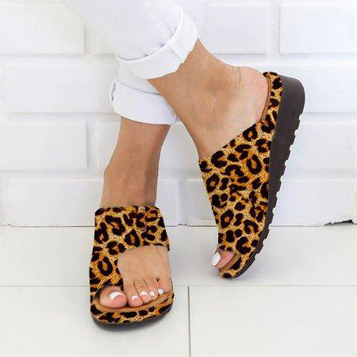 Damen Plateau Sandalen mit Zehentrenner für Sommermode-Leopardenmuster-EU 34-Luzern Mode