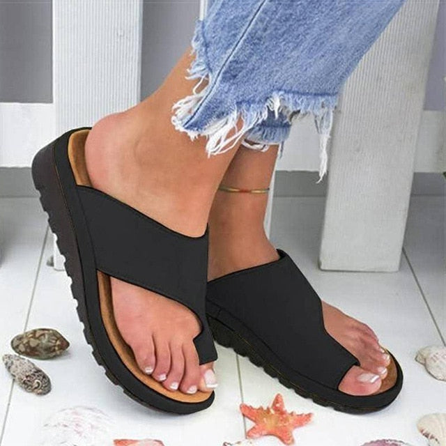Damen Plateau Sandalen mit Zehentrenner für Sommermode-Schwarz-EU 34-Luzern Mode