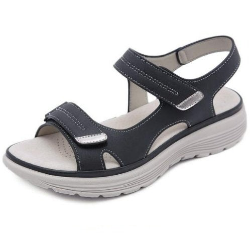 Damen Orthopädische Sandalen mit Klettverschluss Komfort-Schwarz-36-Luzern Mode