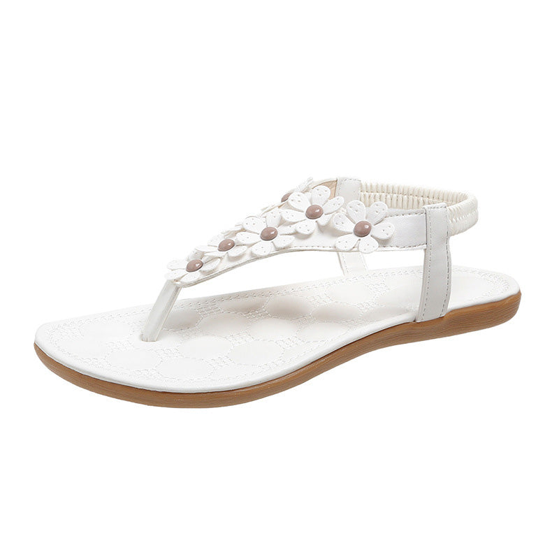 Damen Sandalen mit Blumenmuster und Fußkettchen Design-Luzern Mode