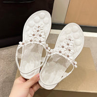 Damen Sandalen mit Blumenmuster und Fußkettchen Design-Luzern Mode