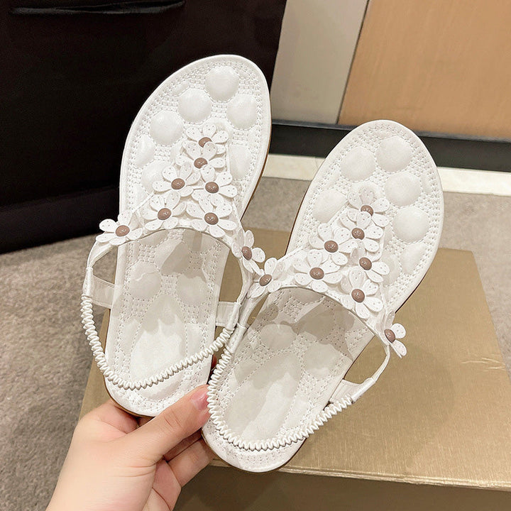 Damen Sandalen mit Blumenmuster und Fußkettchen Design-Luzern Mode