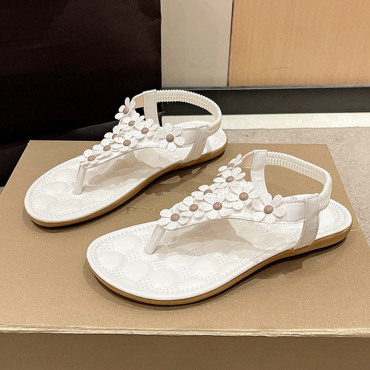 Damen Sandalen mit Blumenmuster und Fußkettchen Design-Luzern Mode