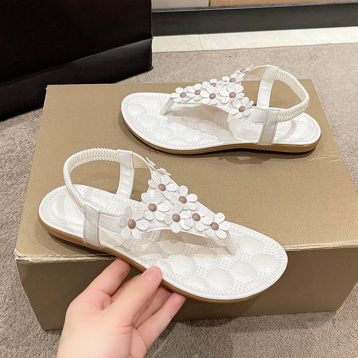 Damen Sandalen mit Blumenmuster und Fußkettchen Design-Luzern Mode