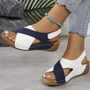 Bequeme Damen Sandalen mit Keilabsatz und Riemchen-Design-Blau-37-Luzern Mode