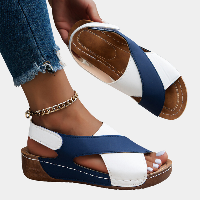 Bequeme Damen Sandalen mit Keilabsatz und Riemchen-Design-Luzern Mode